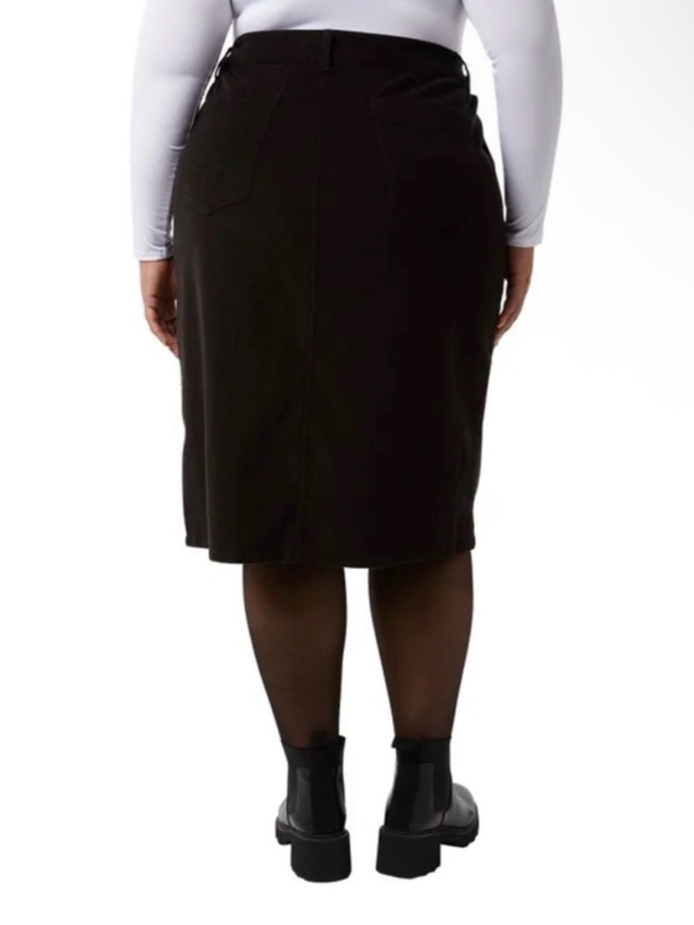 32 Degrees Black Button-Front Pencil Skirt with Patch Pockets - Picture 3 of 3